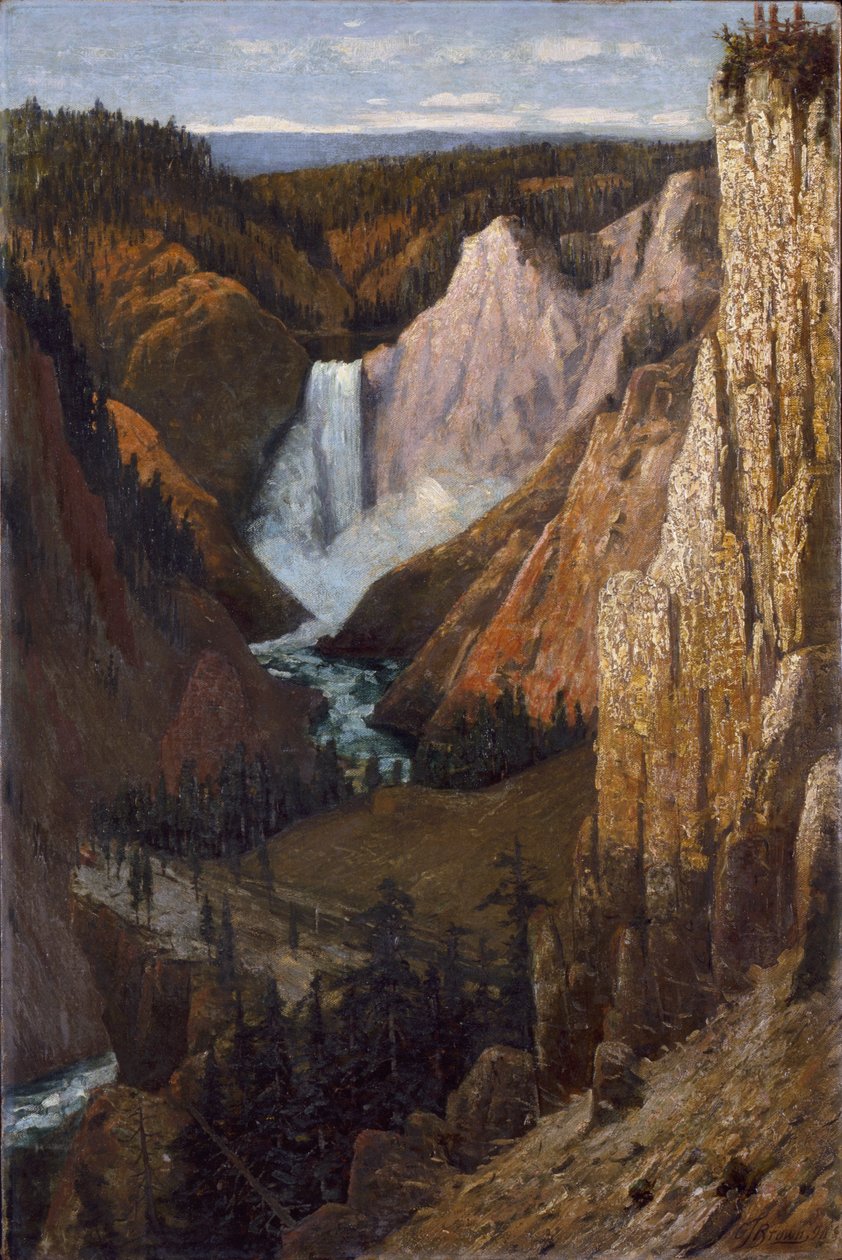 Utsikt over Lower Falls, Grand Canyon of the Yellowstone, 1890. av Grafton Tyler Brown