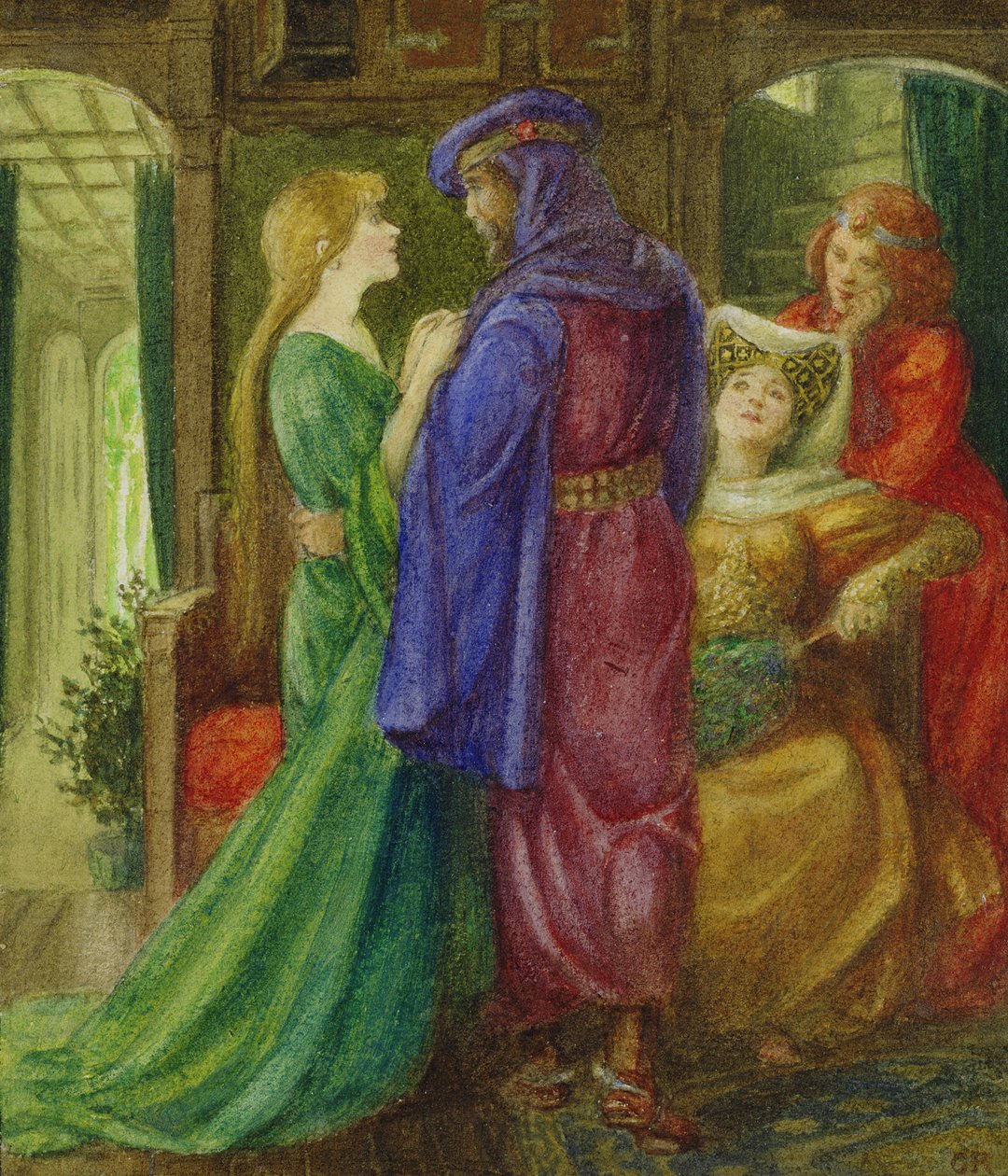 Beauty and the Beast (akvarell med kroppsfarge på papir) av Graham Robertson