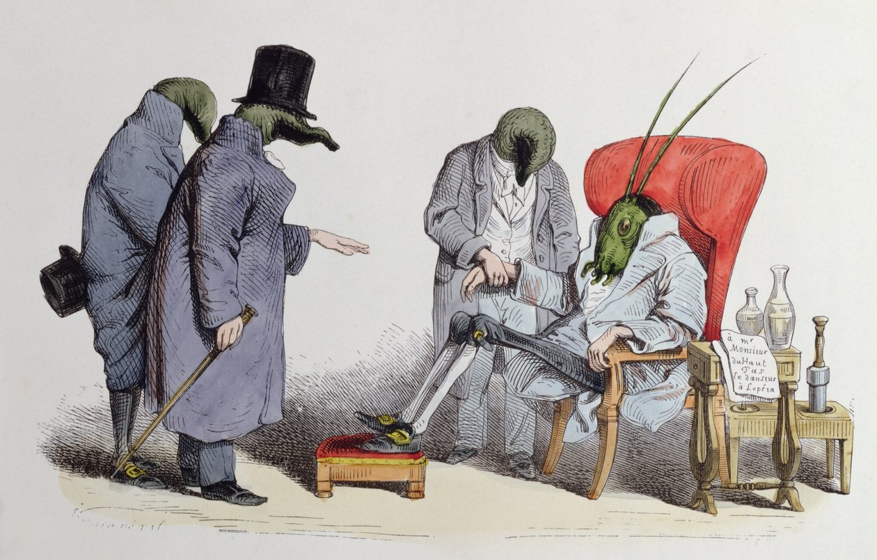 Leech Doctors, karikatur fra 'Les Metamorphoses du Jour', 1854 av Grandville