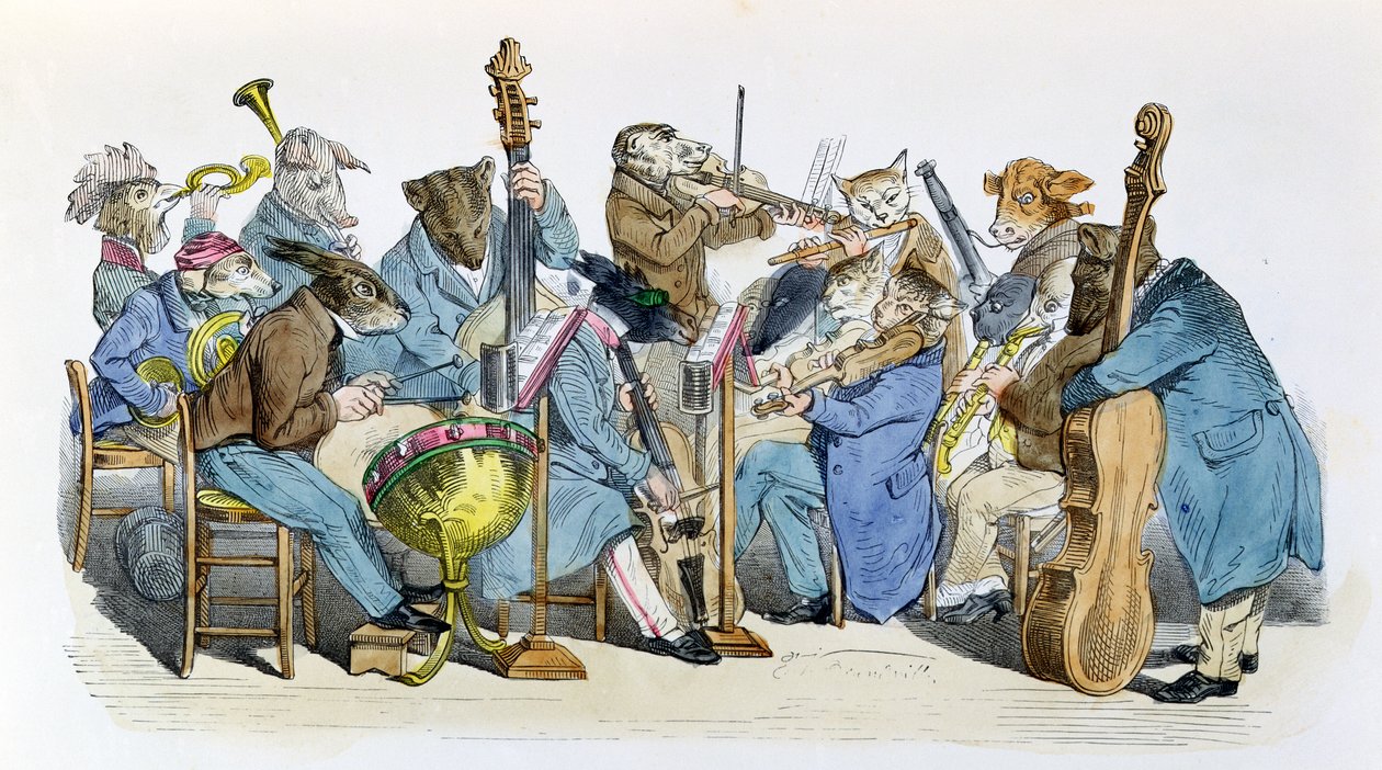 The New Musical Language, karikatur fra 'Les Metamorphoses du Jour'-serien, gjengitt i 1854 av Grandville