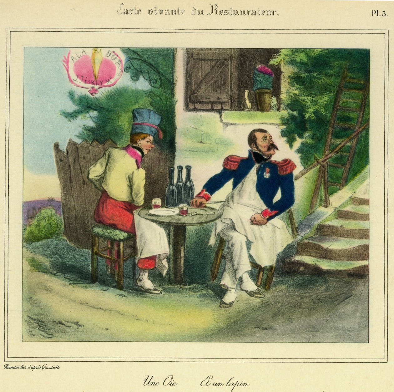 Det levende kartet til restauratøren "En gås og en kanin" (litografi) av Grandville