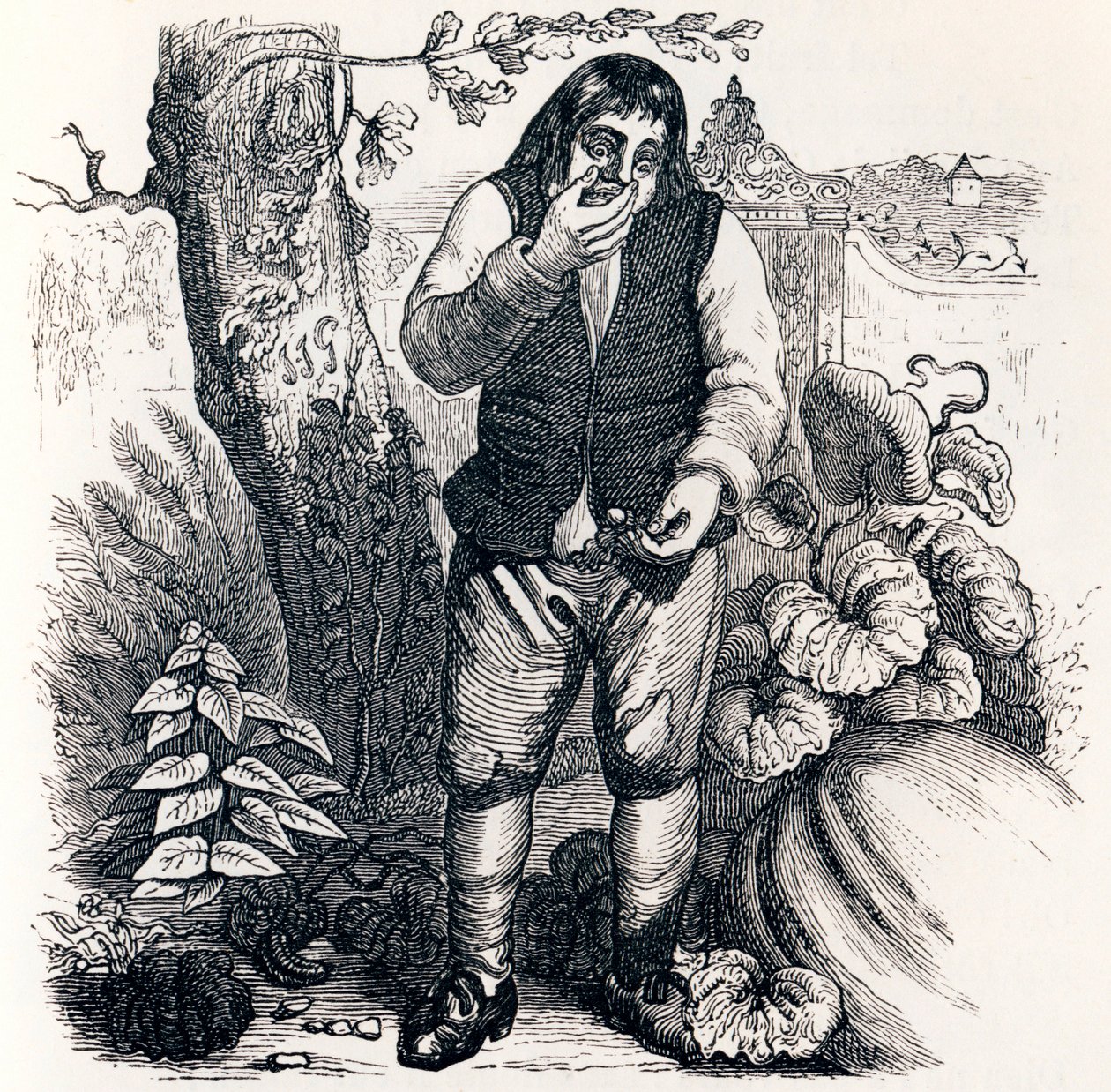 Eikenøtten og gresskaret (Le gland et la citrouille) - Fabler av La Fontaine av Grandville