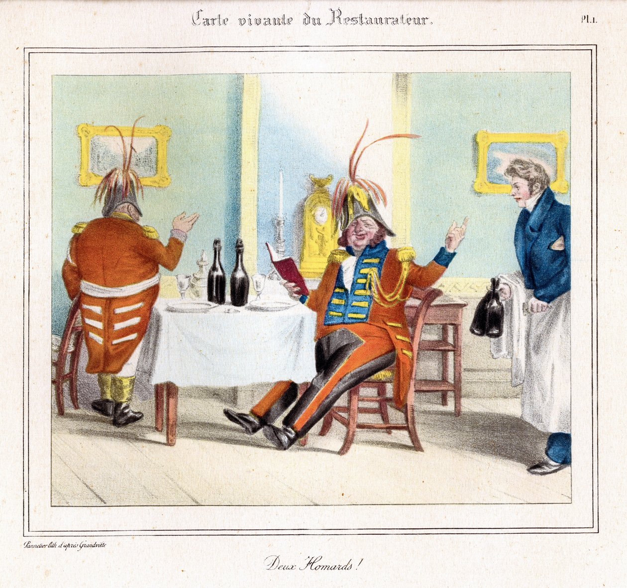 The Restaurateur Living Map: Two Lobsters! 1831–32 (litografi) av Grandville