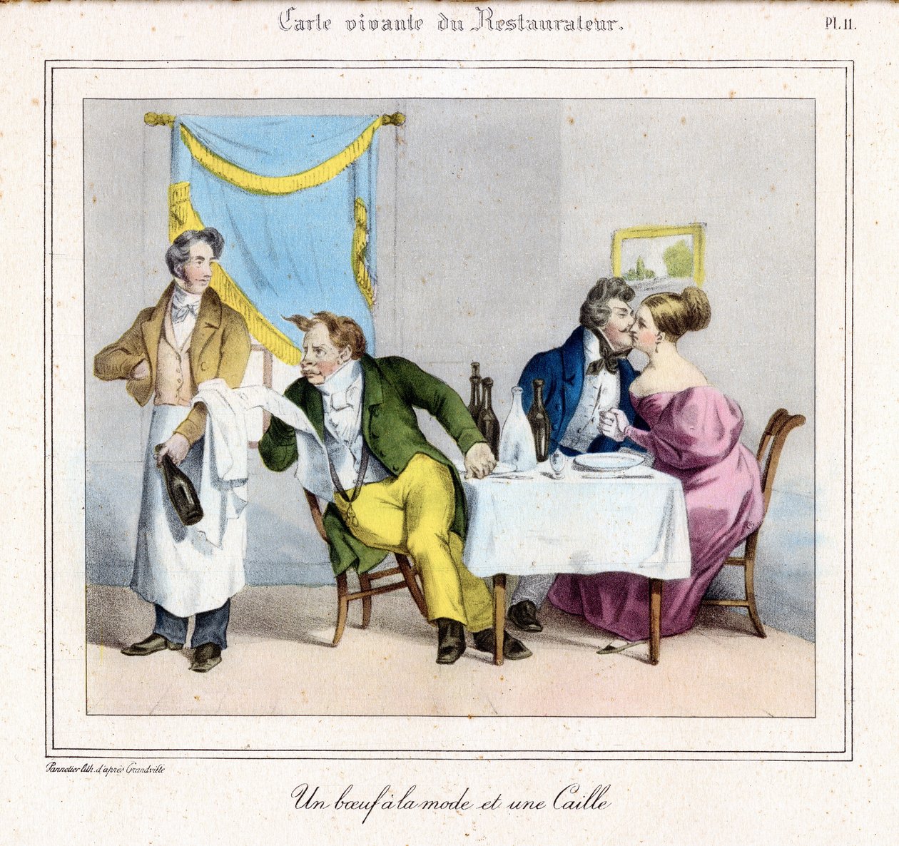 Restauratørens Livskort: En motebiff og en vaktel av Grandville