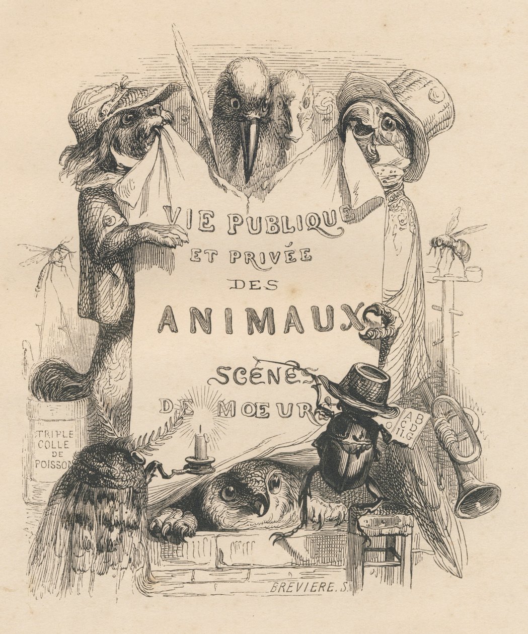 Frontispice av boken "Scener fra dyrenes private og offentlige liv". Paris, J. Hetzel og Paulin av Grandville