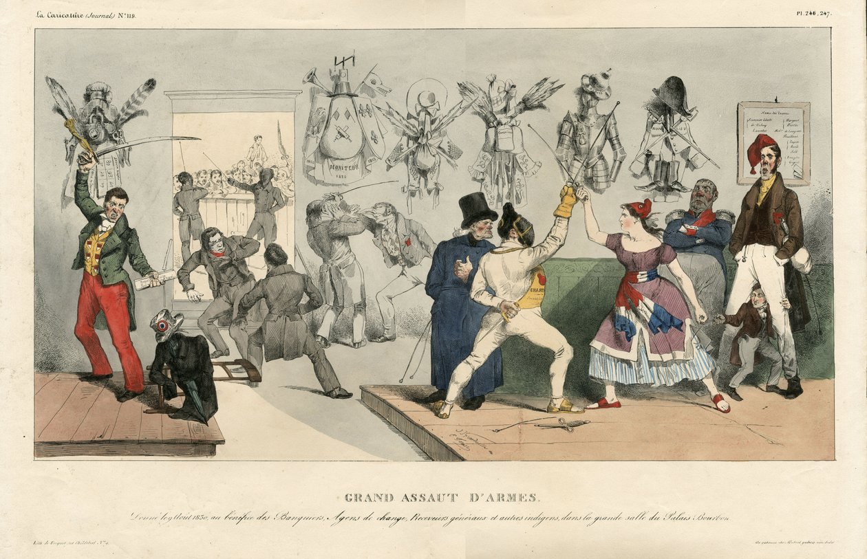 Illustrasjon av Jean Ignace Gerard dit Grandville (1803-1847) i La Caricature (1830) politique, nr. 119 av Grandville