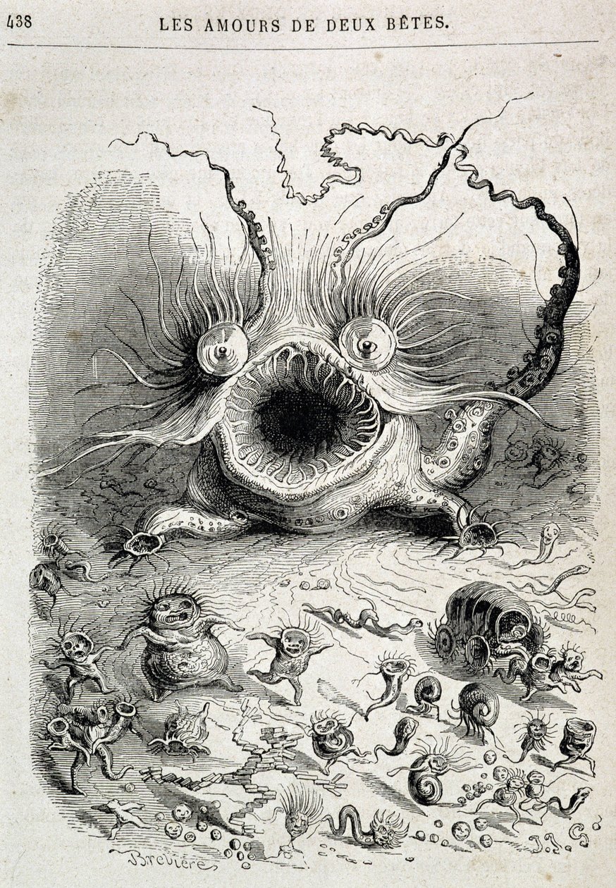Les amours de deux beêtes (freaking monster) - i "" Dyr malt av seg selv: privat og offentlig liv av dyr"" av Grandville, kapittel av Honoré de Balzac, red. Hetzel av Grandville
