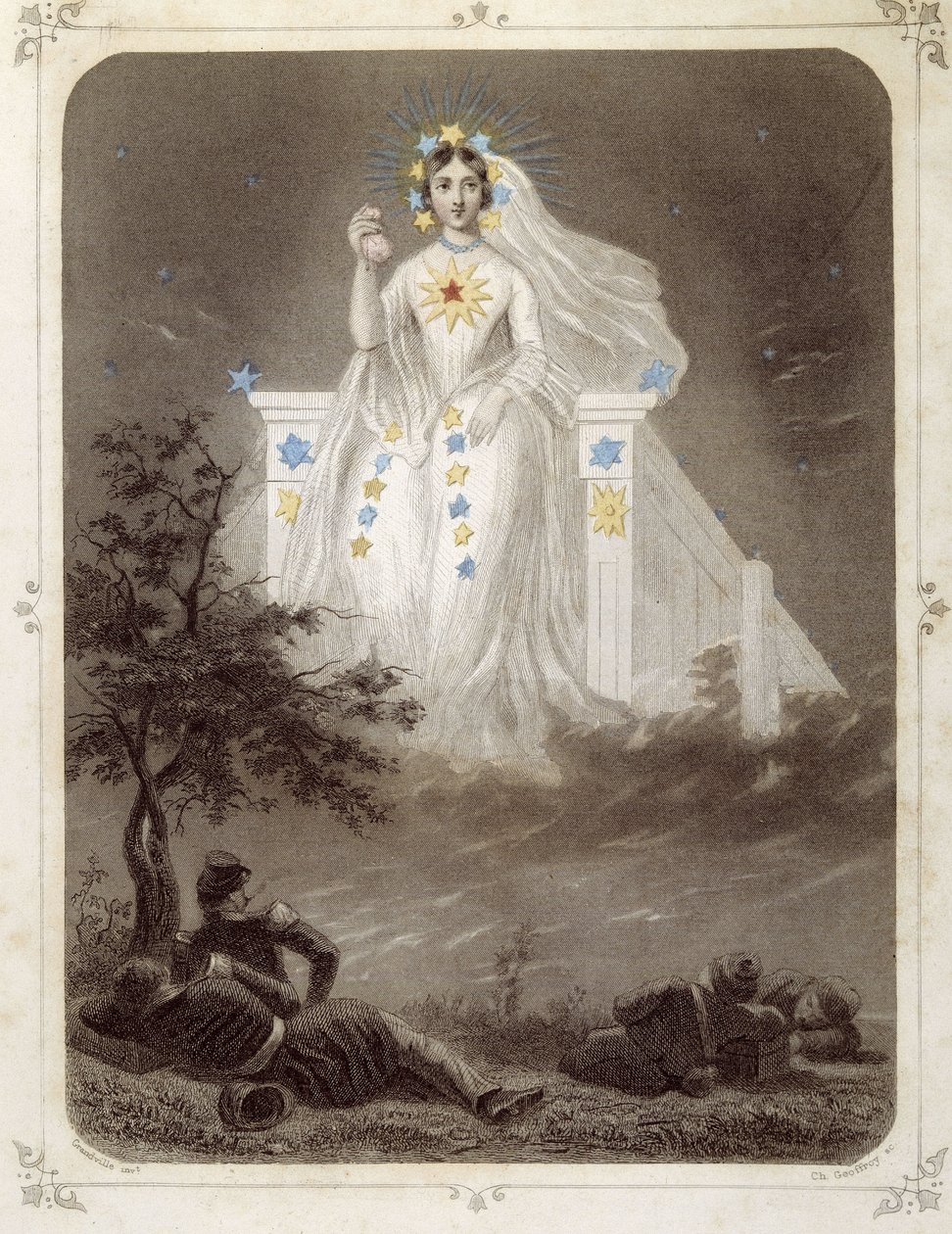Stjerner: Kvinne som representerer "" La belle étoile"" - av Grandville av Grandville