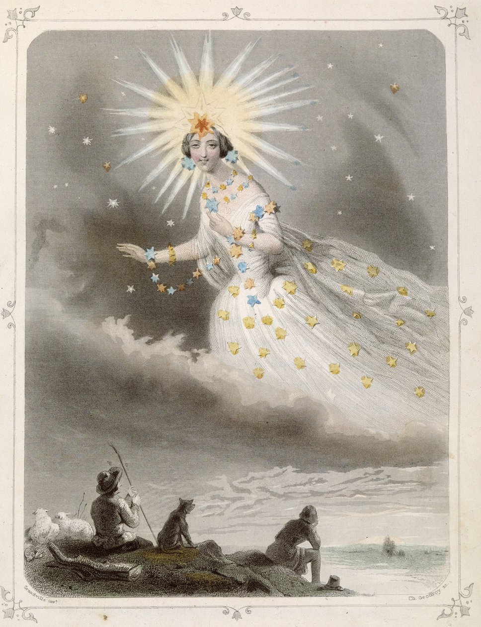 Stjerner: Kvinne som representerer "" Shepherd's Star"" - av Grandville av Grandville