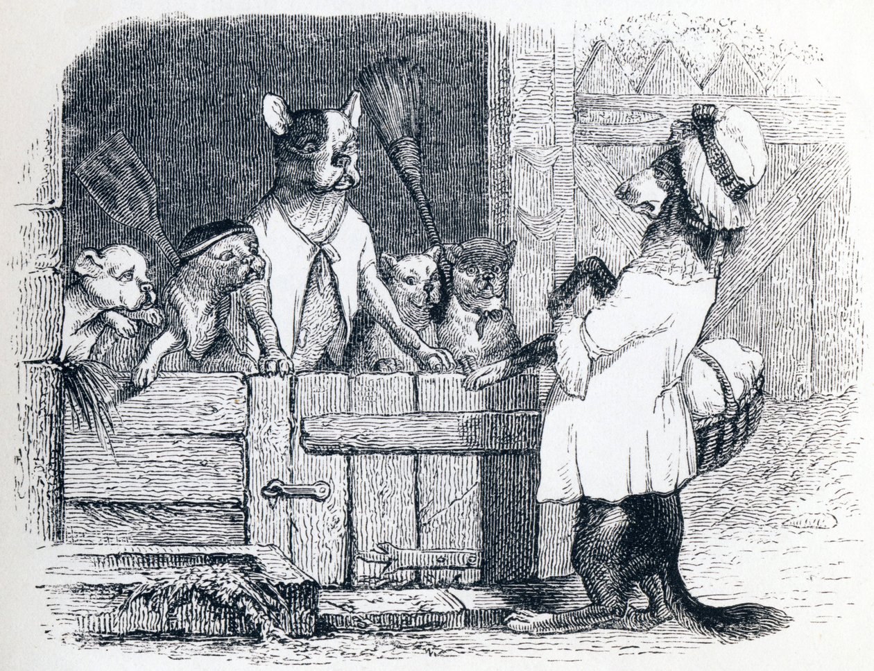 The Lice and his companion - Fables av La Fontaine av Grandville