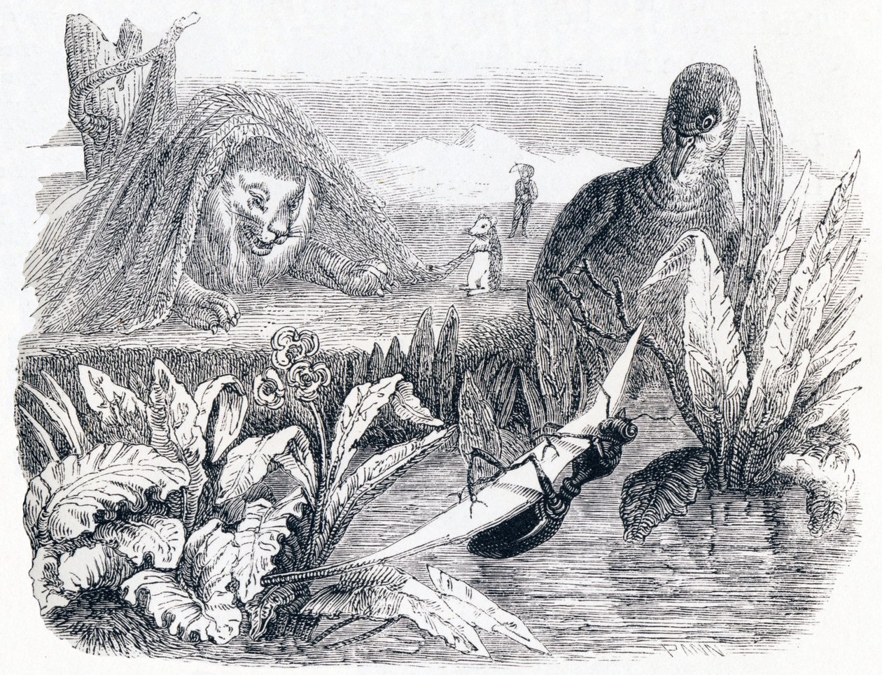 Duen og mauren - Fabler av La Fontaine av Grandville