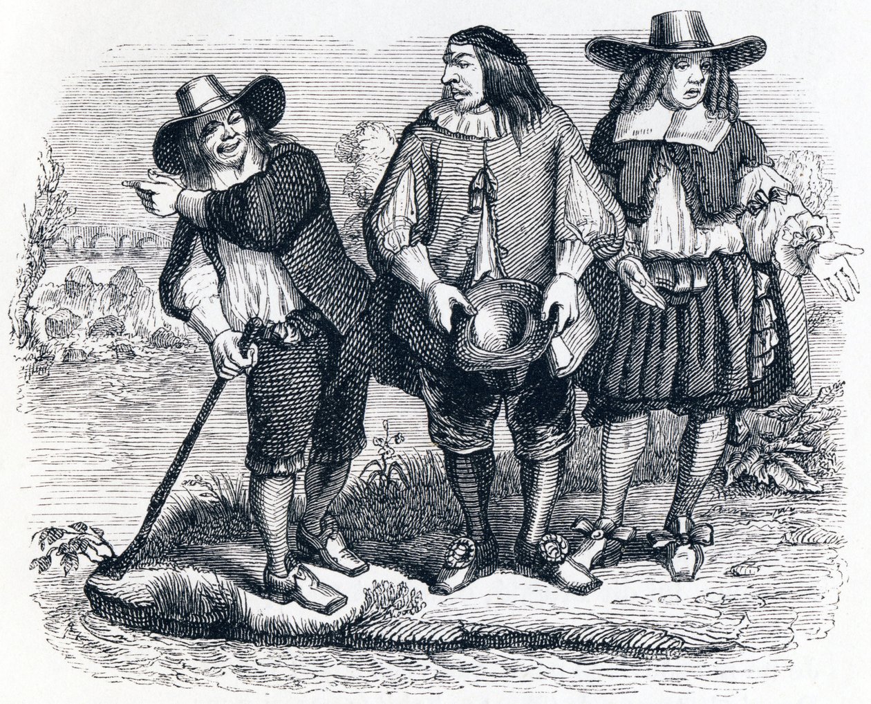 Den druknede kvinnen (La femme noyee) - Fabler av La Fontaine av Grandville
