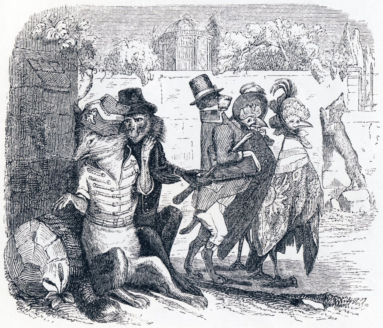 Reven og druene (Le renard et les raisins) - Fabler av La Fontaine av Grandville
