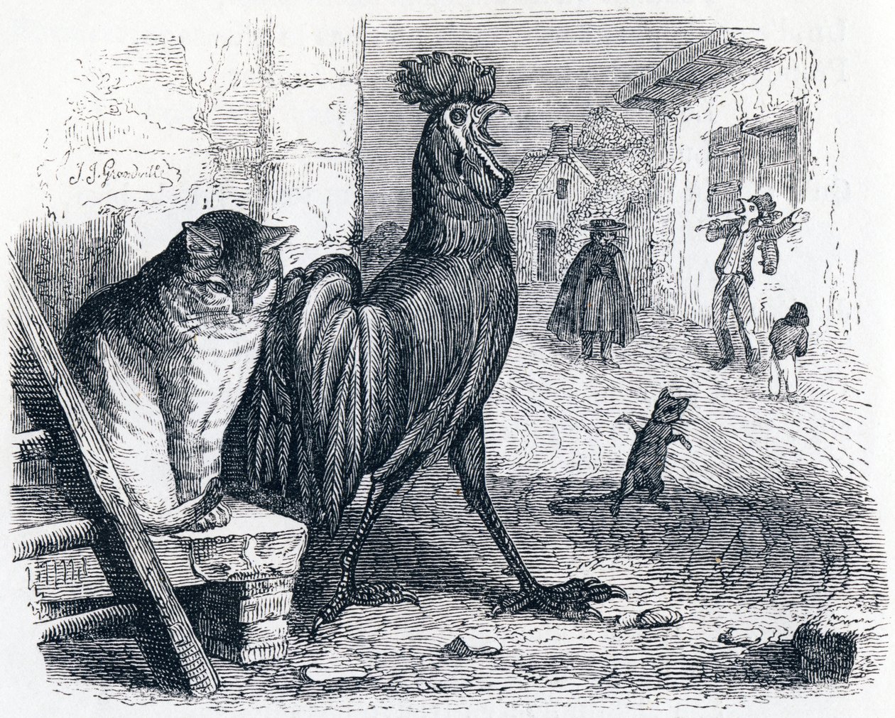 Gylten, katten og musen - Fabler av La Fontaine av Grandville