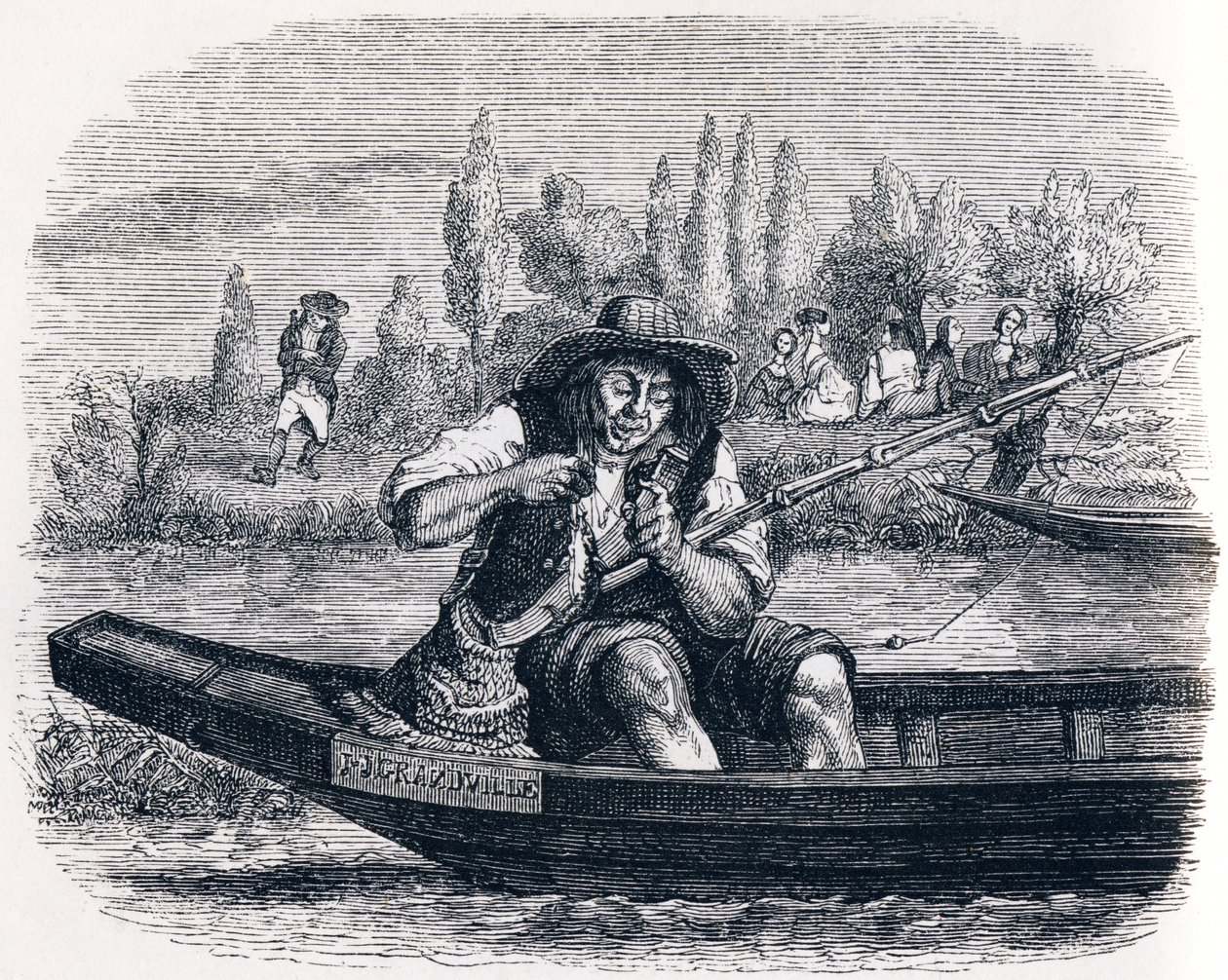 Den lille fisken og fiskeren - Fabler av La Fontaine av Grandville