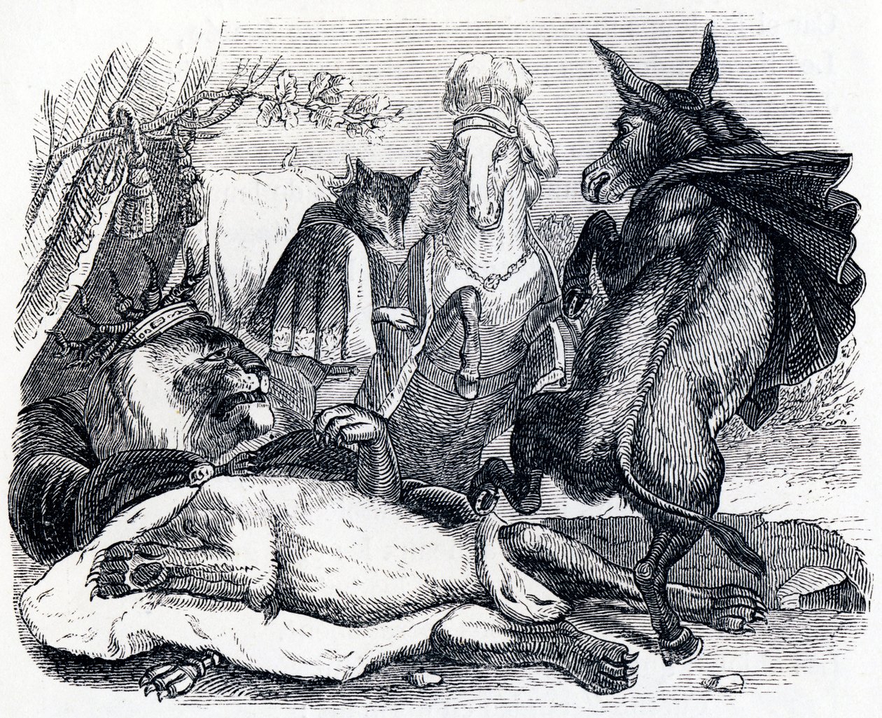 Den gamle løven - Fabler av La Fontaine av Grandville