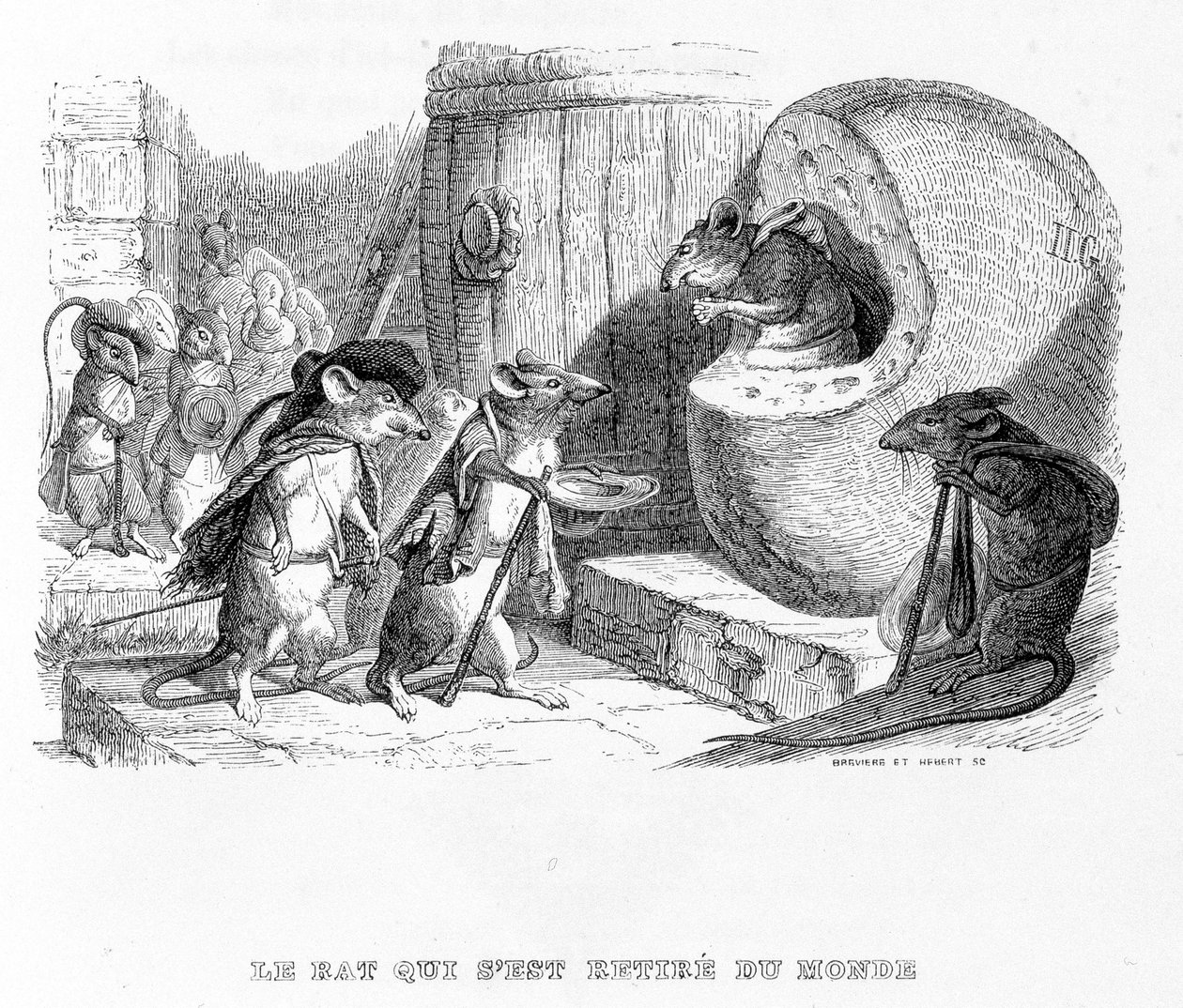 Rotten som trakk seg ut av verden - i "" Fables"" de La Fontaine, ill. av Grandville av Grandville