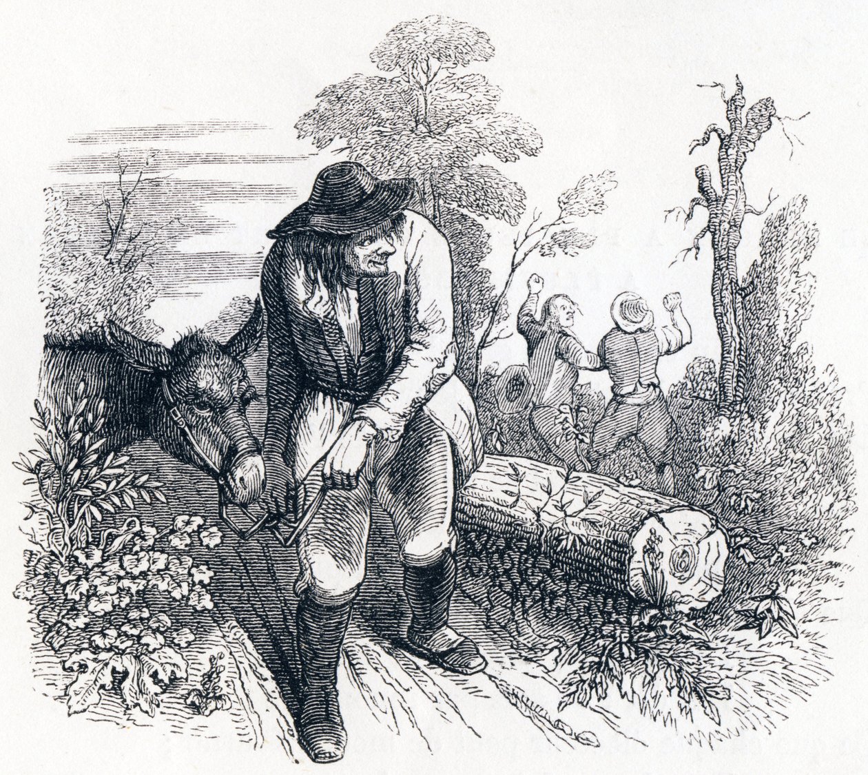 Theft and the Donkey - Fables av La Fontaine av Grandville
