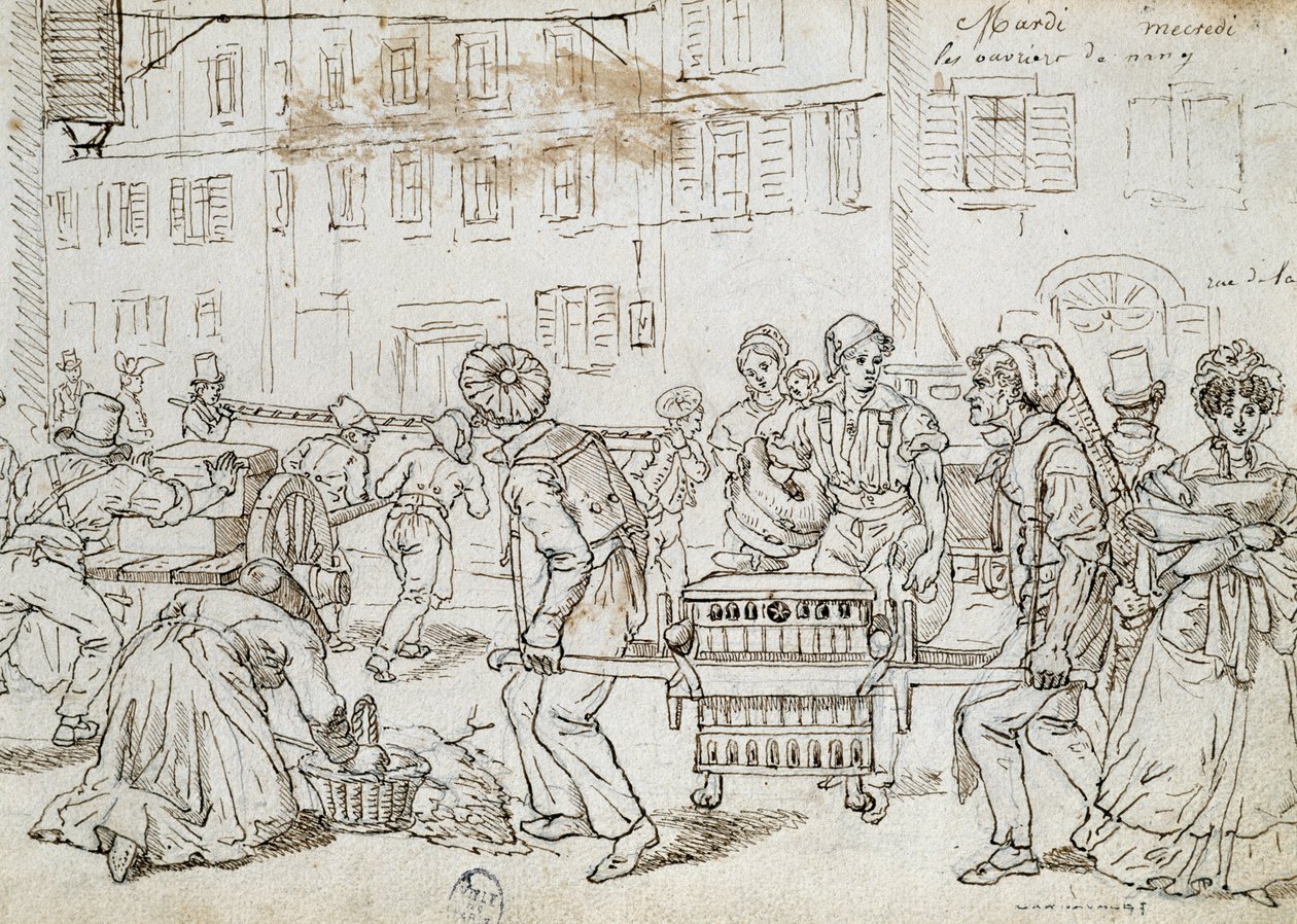 Workers of Nancy, tegning av Jean-Jacques Grandville (1803-1847), Frankrike av Grandville