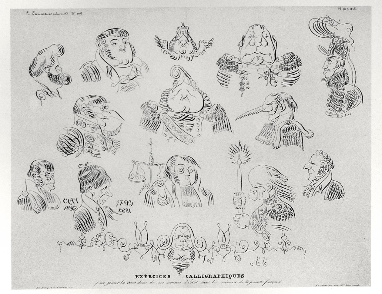Kalligrafiske øvelser, 1832 av Grandville