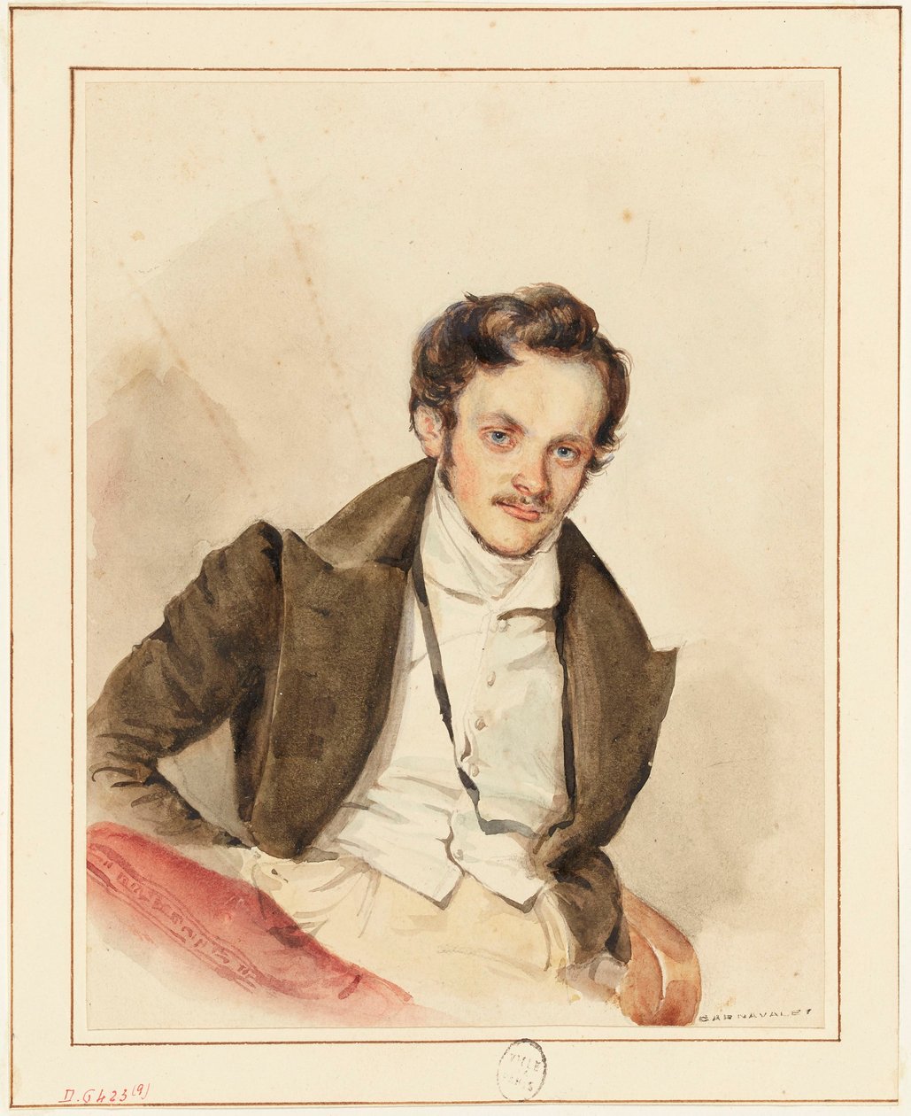 Portrett av en venn, sannsynligvis Guiaud (1811-1876) av Grandville