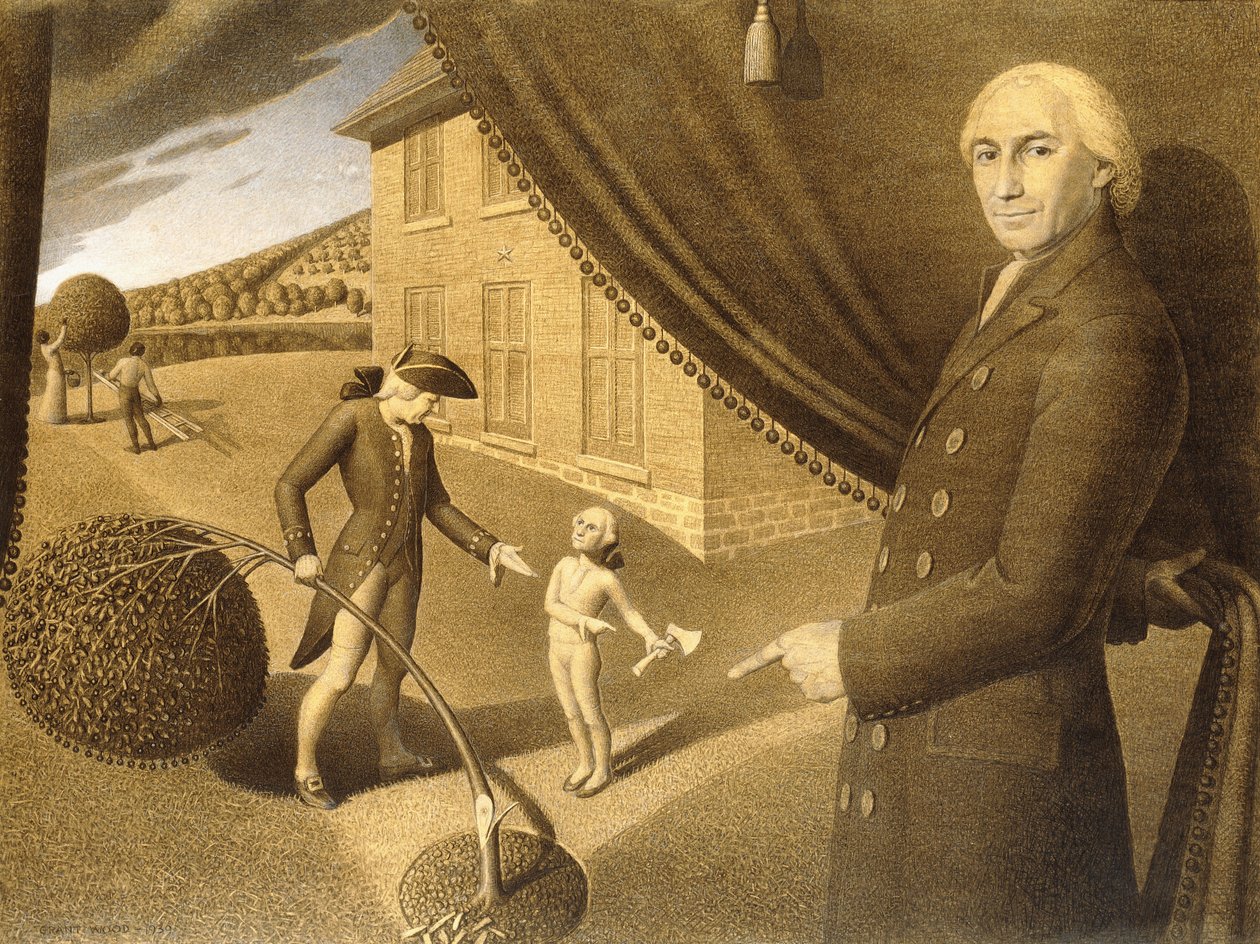 Tegneserie for Parson Weems" Fable, 1939 av Grant Wood