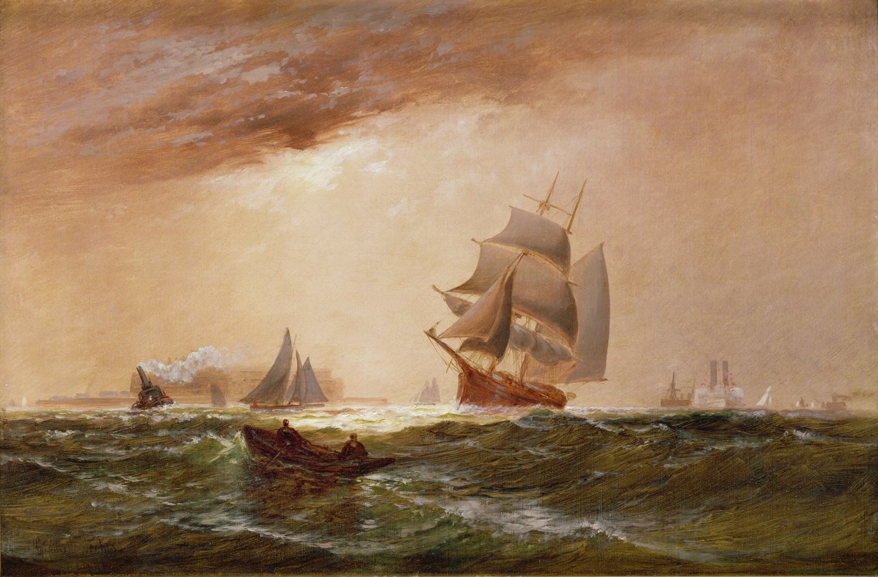 Skip i New York havn, 1891 av Granville Perklins