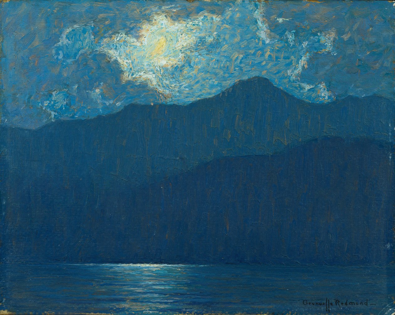 Soloppgang over Catalina Island (olje om bord) av Granville Redmond