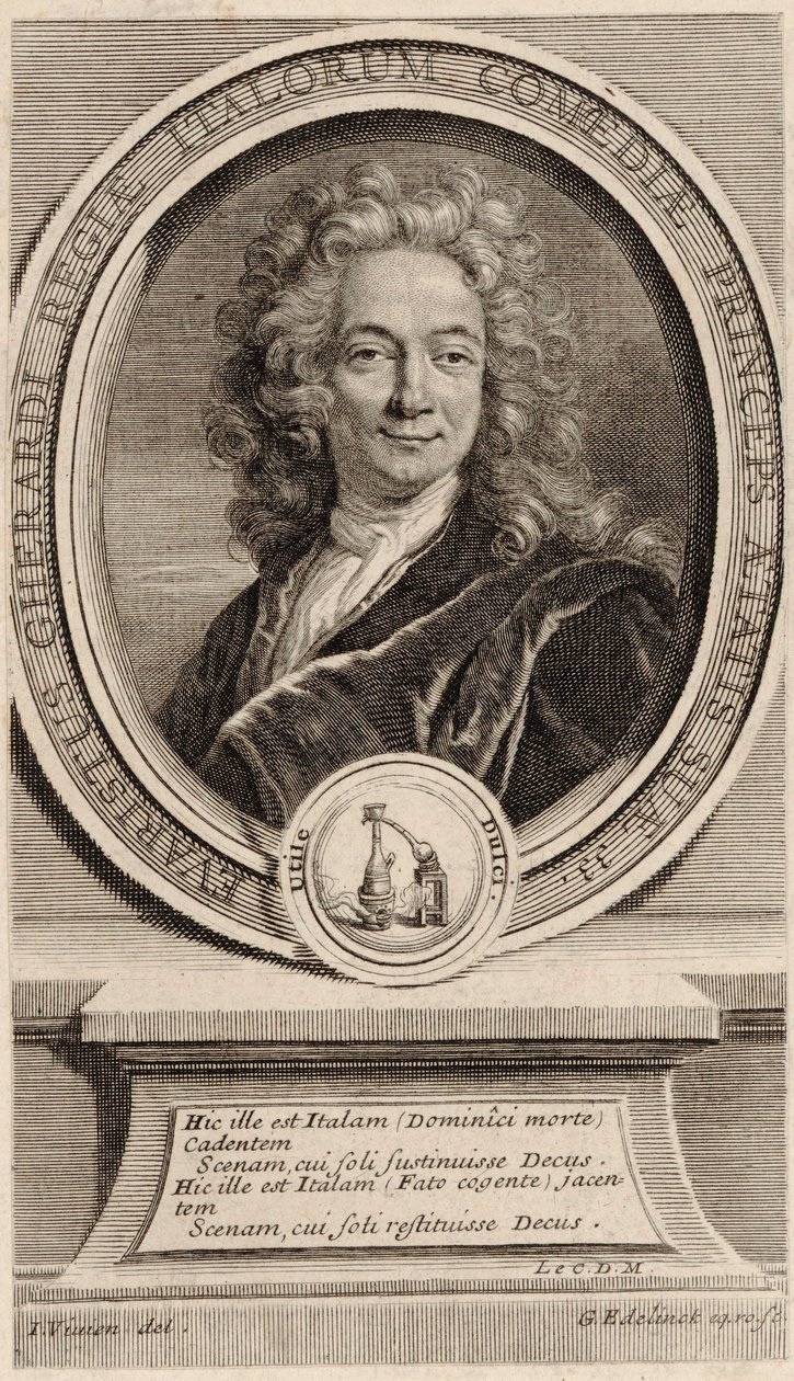 Portrett av italiensk skuespiller og forfatter Evaristo Gherardi av Gérard Edelinck