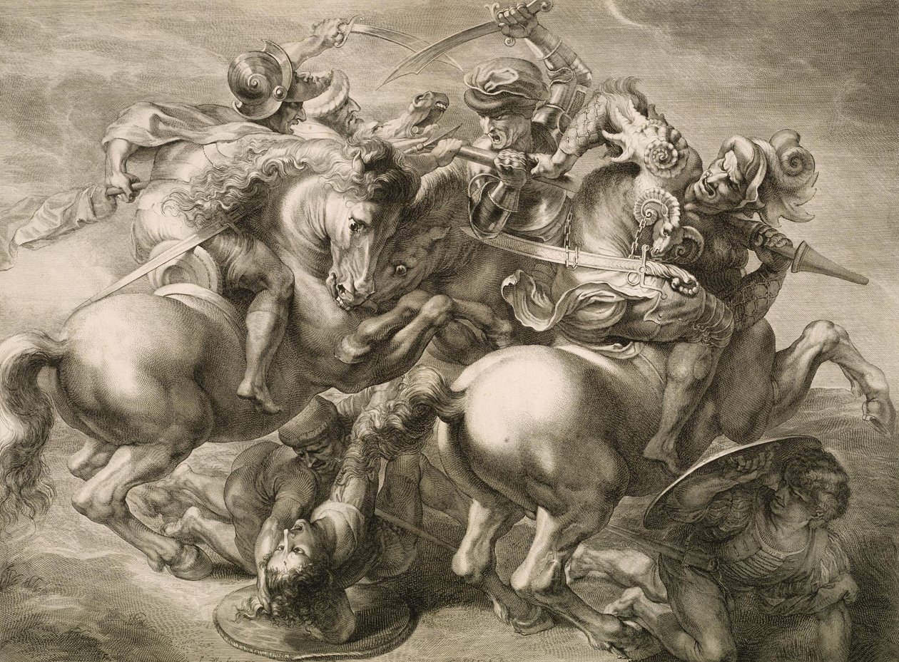 Slaget om fire ryttere (slaget ved Anghiari) av Gérard Edelinck