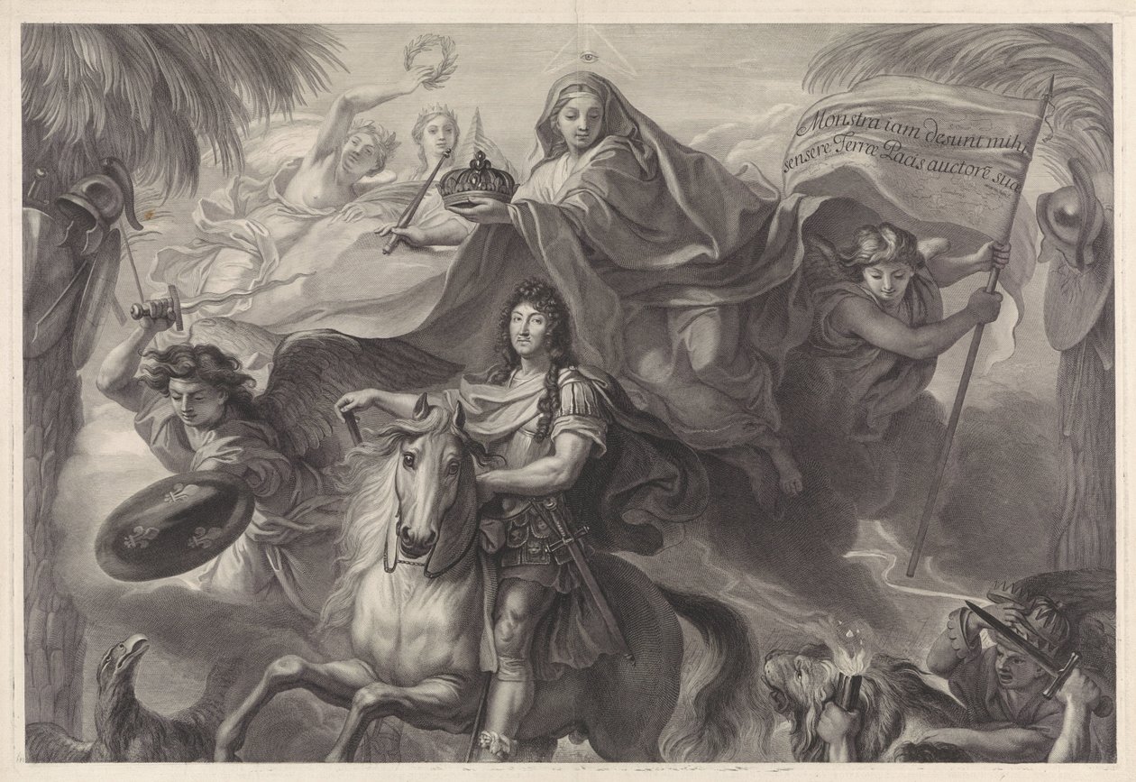 Allegorisk rytterportrett av Louis XIV, konge av Frankrike av Gérard Edelinck