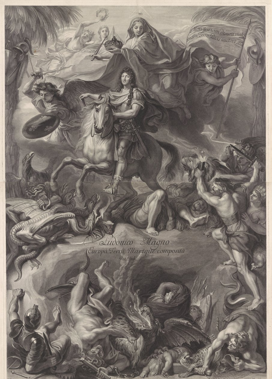 Allegorisk rytterportrett av Louis XIV, konge av Frankrike av Gérard Edelinck