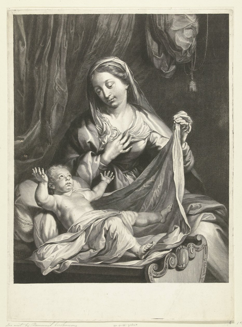 Maria med Kristusbarn i Manger av Gérard Edelinck