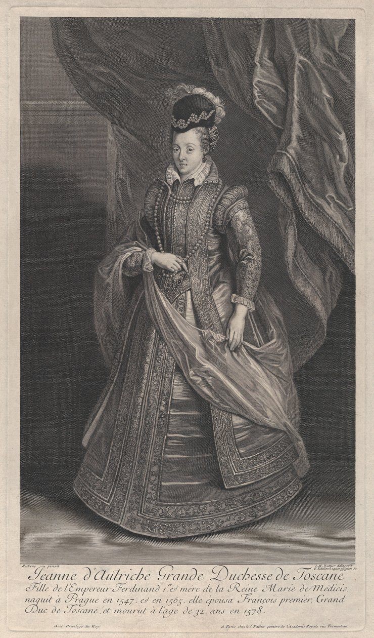 Portrett av Joanna av Østerrike, storhertuginne av Toscana, ca. 1707 av Gérard Edelinck