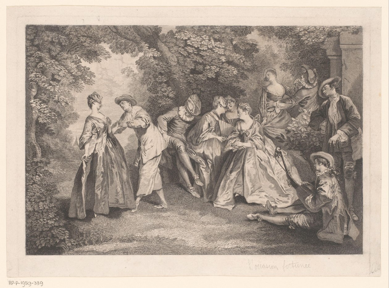 Parklandskap med elegant selskap av Gérard Jean Baptiste Scotin (II)
