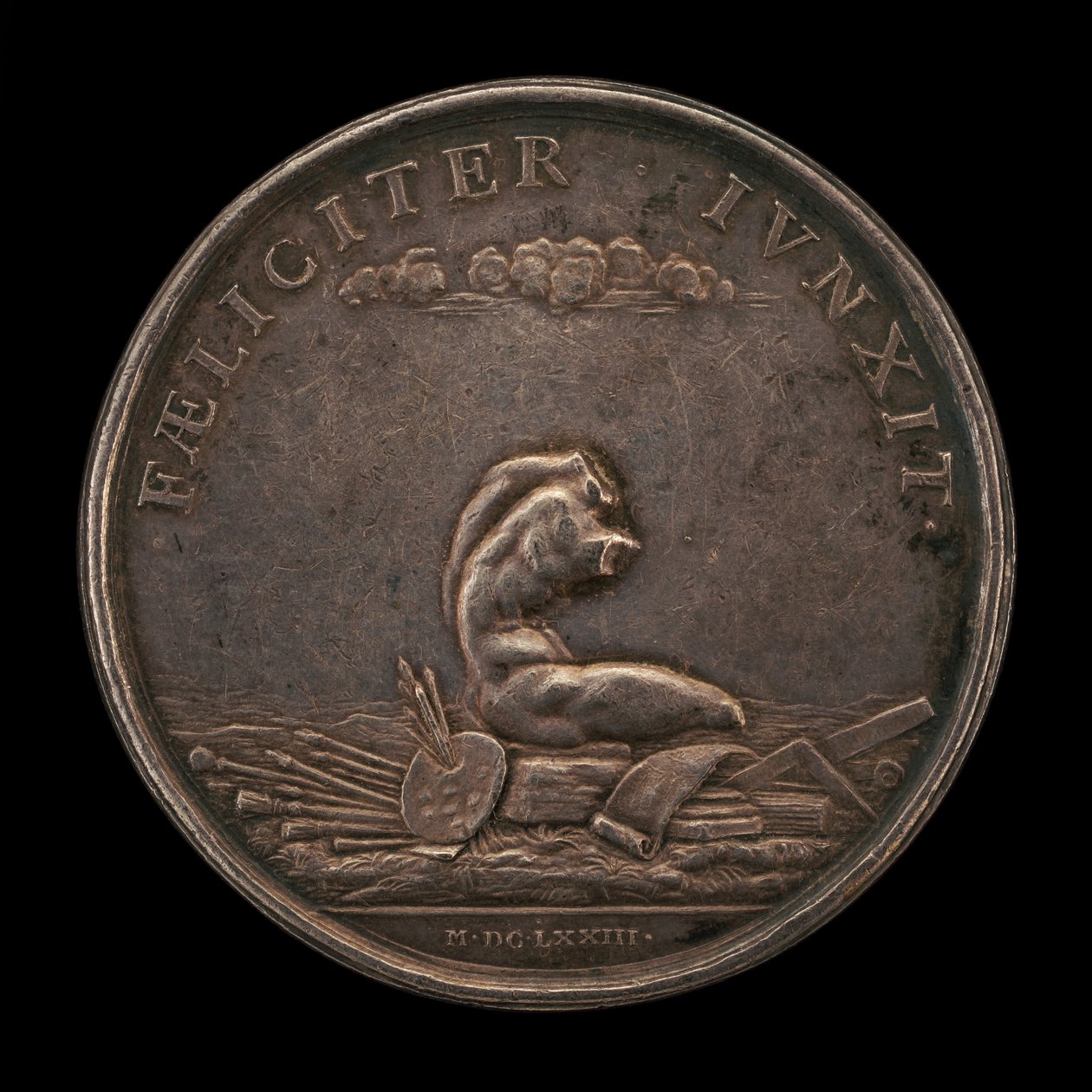 Emblems of the Arts med Belvedere Torso baksiden, 1673. av Gérard Léonard Hérard