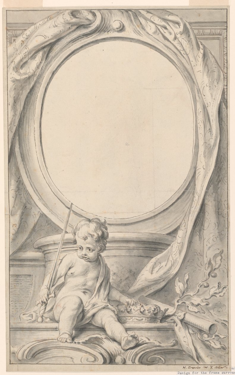 Design for ramme rundt portrettet av William Russell, første hertug av Bedford av Gravelot