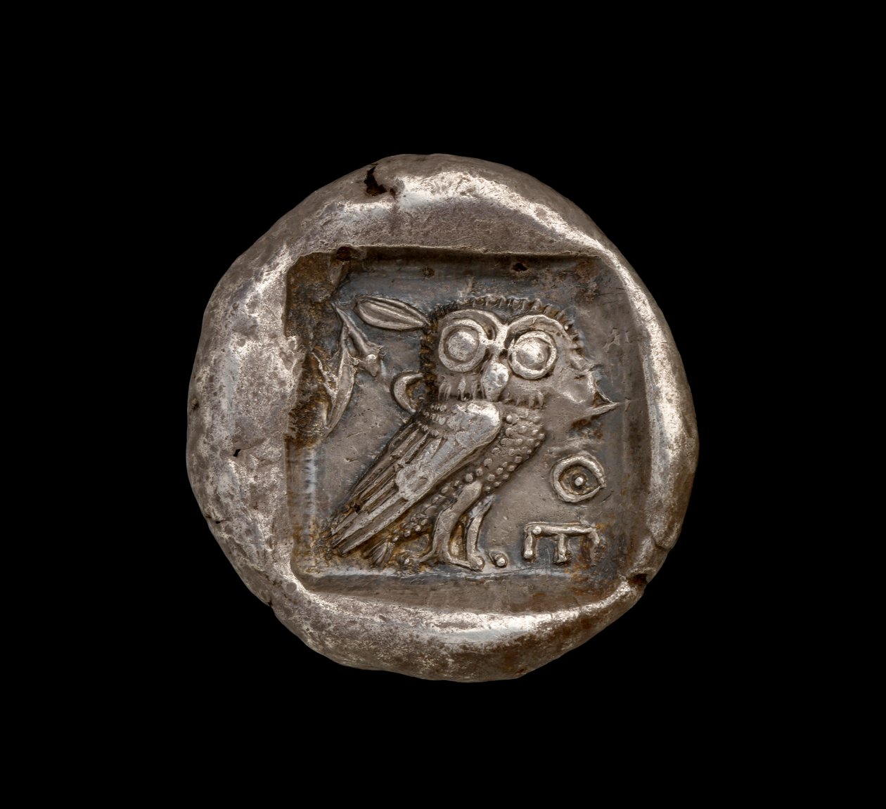 Athena Coin, utsikt på baksiden som viser ugle av Athen, ca. 440 f.Kr. (sølv) (for forside, se 108198) av Greek