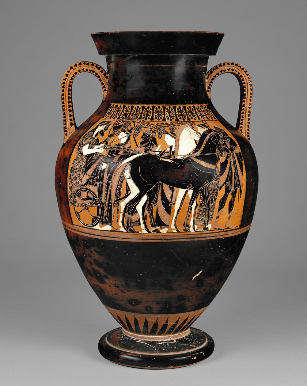 Atensk attisk svartfigur amfora med Dionysos og Ariadne, 540-30 f.Kr. (terrakotta) av Greek