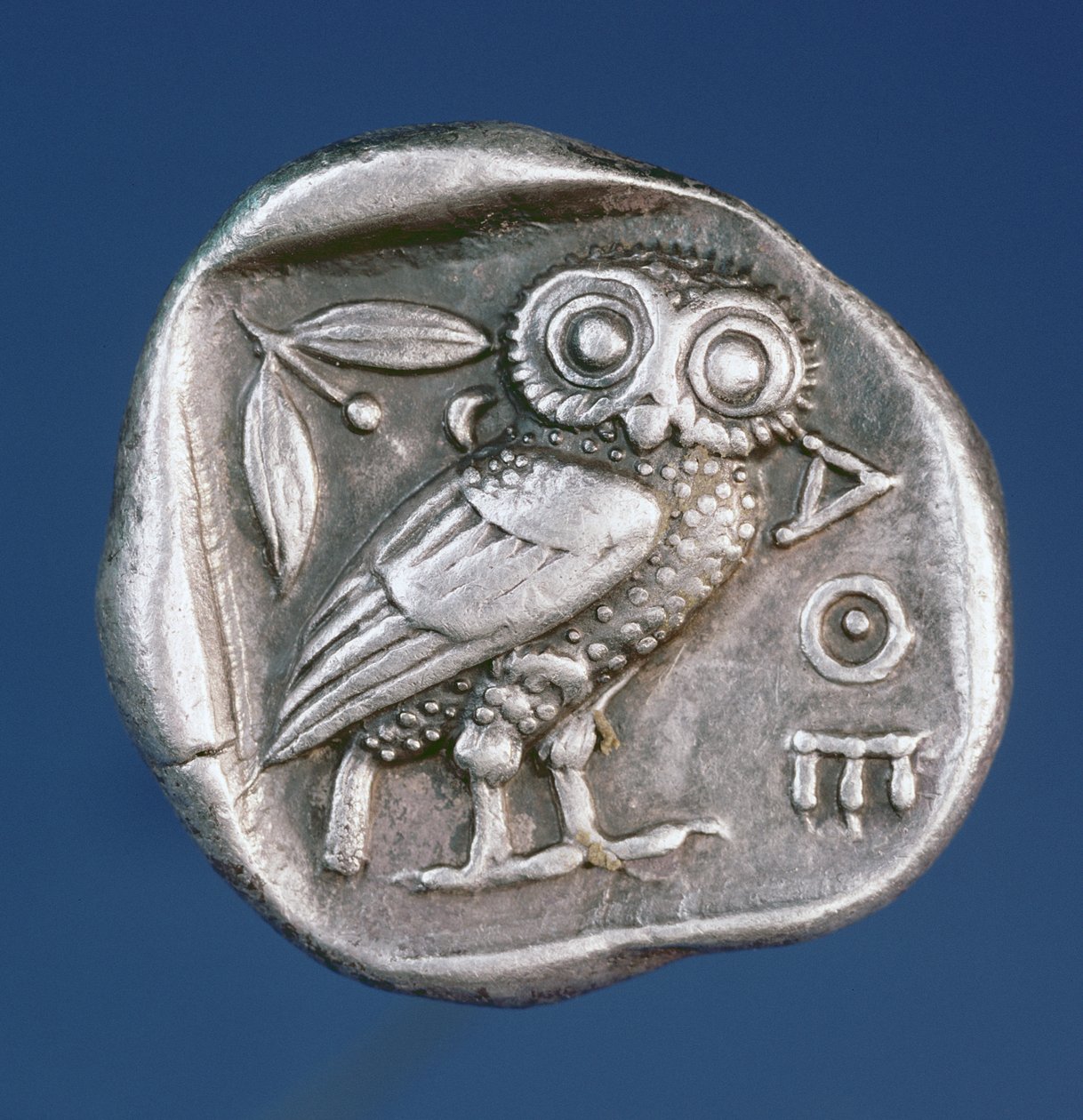 Athensk tetradrakma som skildrer Athens ugle (sølv) av Greek