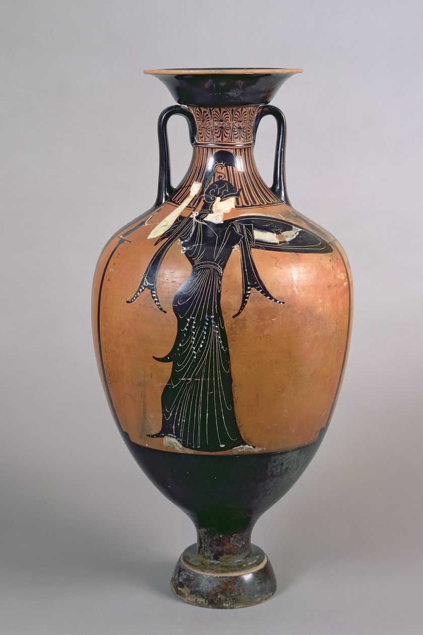 Attic Black-figur Panathenaic Prize Amphora, som viser Athena Promachos, ca. 340-339 f.Kr. (keramikk) (se også 120116) av Greek