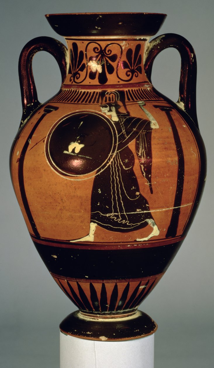 Attisk svart-figur amfora som viser Athena, 500-tallet f.Kr. (keramikk) av Greek