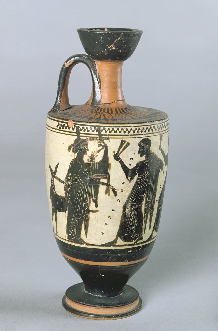 Attisk svartfigur lekythos som viser Apollo og musene hans (keramikk) av Greek