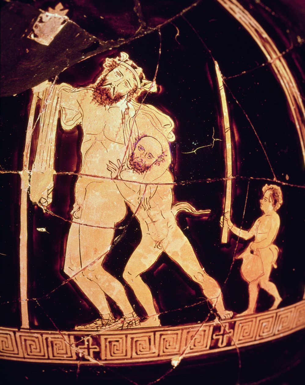 Loftsvase med rød figur som viser en dionysisk scene (keramikk) av Greek