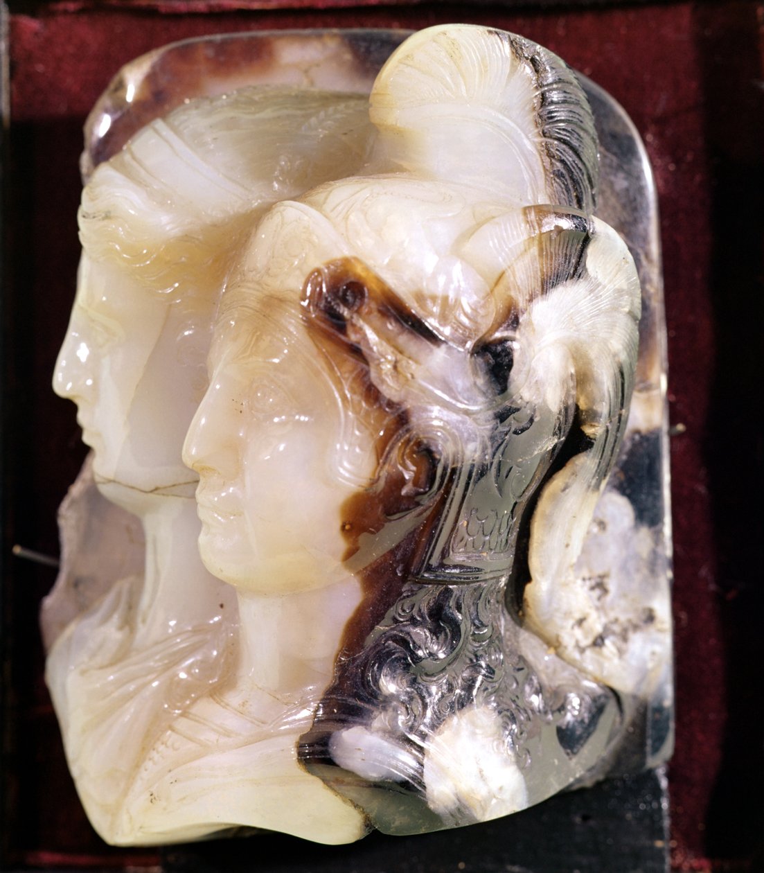 Cameo-portrett av Alexander den store (356-323 f.Kr.) og Olympias (375-316 f.Kr.) (sardonyx) av Greek
