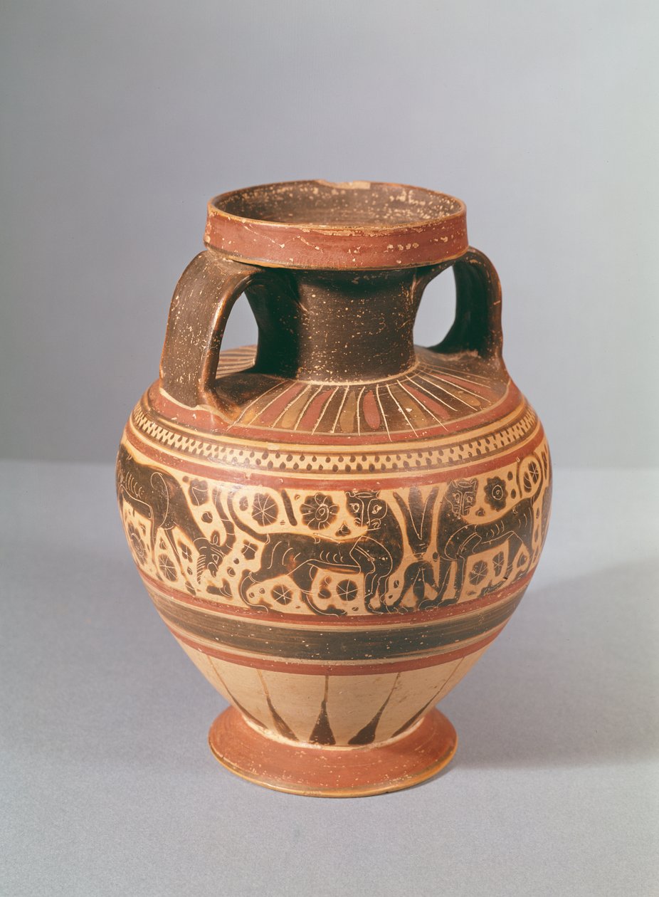 Amfora i korintisk stil, ca. 600 f.Kr. (keramikk) av Greek