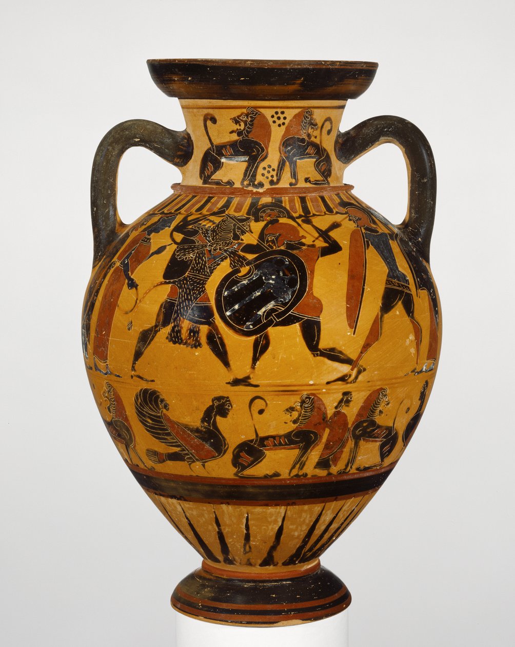 Euboean svart-figur hals amfora, ca. 570-60 BC (terrakotta) av Greek
