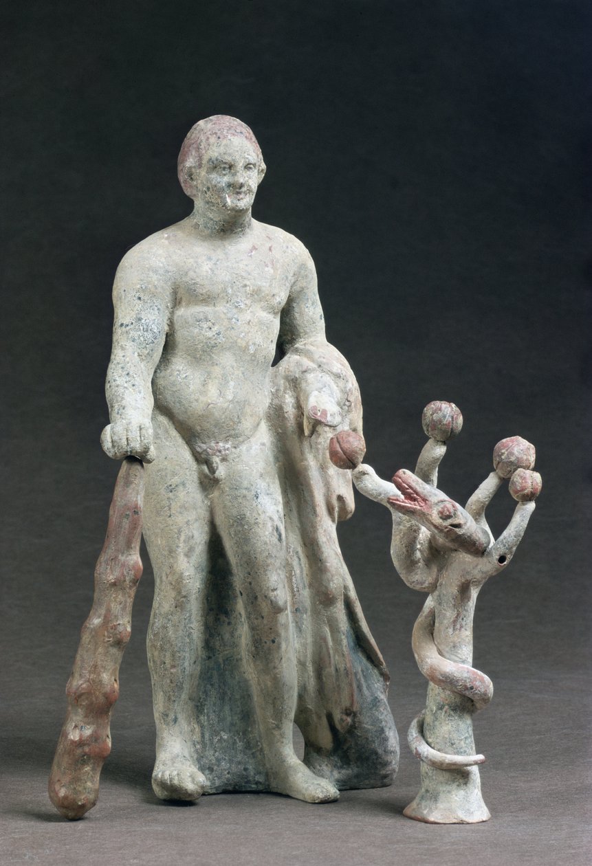 Herakles med eplet fra Hesperides, ca. 160-140 f.Kr. (terrakotta) av Greek