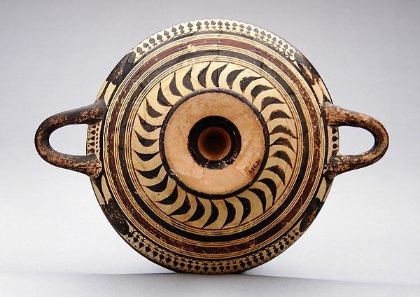 Lakonisk kylix-beger som viser Zevs og Hermes, ca. 550-530 f.Kr. (leire) av Greek