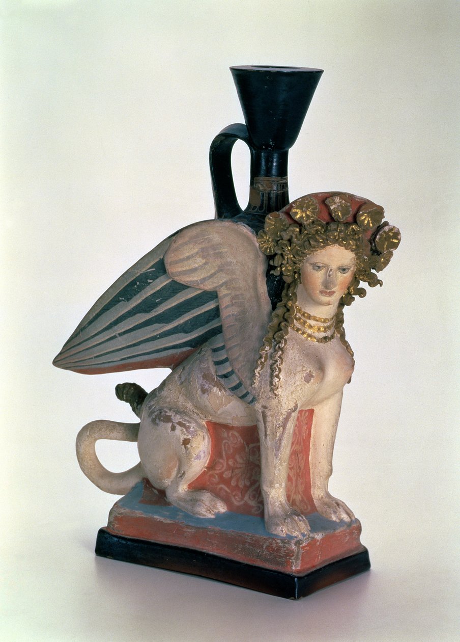 Lekythos i form av en sfinx, Bosporan Kingdom, sent på 500-tallet f.Kr. (malt leire) av Greek